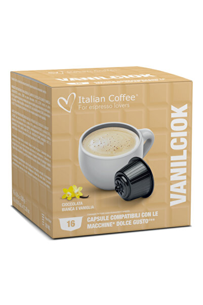 Italian Coffee Vanilciok, 16 capsule compatibile Nescafe Dolce Gusto, Cafea I...