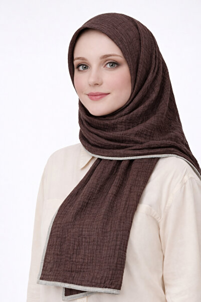 mim eşarp Piped Muslin Solid Color Shawl 90X190Cm