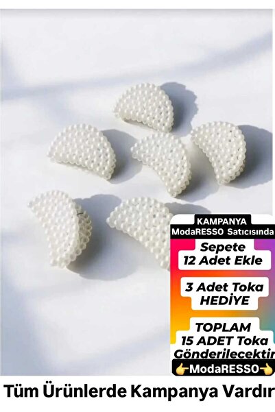 Genel Markalar İnci Nokta Oval Model BEYAZ Renkli Mandal Toka 5 cm