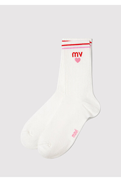 Mavi MV Бродирани чорапи в цвят екрю 1913861-34523