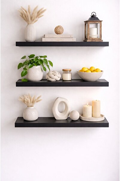 Defneligrup 3'lü Uçan Raf | Dekoratif Kitaplık, Çiçeklik, Aksesuar Rafı