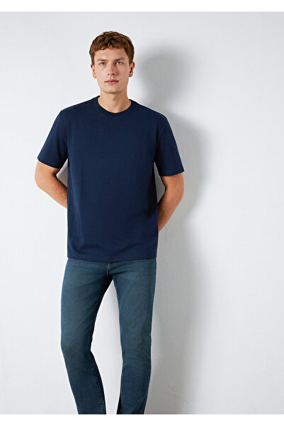 Mavi Crew Neck Navy Blue Basic T-Shirt Loose Fit / Comfortable Loose Cut 0611...