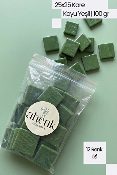 Ahenk Sanat Atölye 25x25 Sanatsal Kare Cam Mozaik Taşı (100 gr)