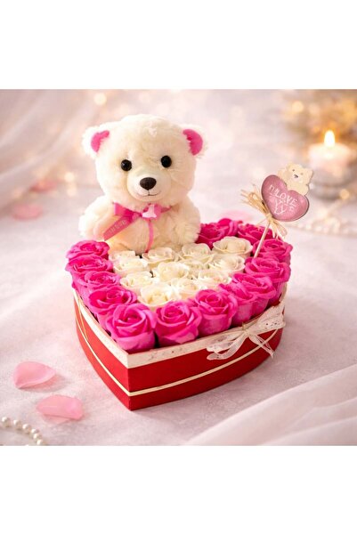 velve Set pentru fete Fragility,trandafiri de sapun,ursulet de plus,mesaj tex...