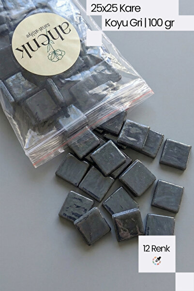 Ahenk Sanat Atölye 25x25 Sanatsal Kare Cam Mozaik Taşı (100 gr)