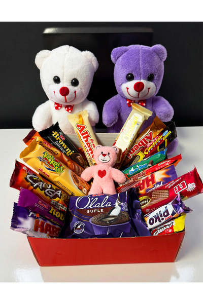 lenostra 2 Ayıcık Ve Çikolata Dolu Hediye Kutusu - Sevgiliye Hediye - Sevgili...