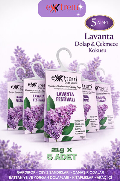 EXXTREM Lavanta Dolap ve Çekmece Kokusu 5’li Set – Doğal Esans Güve ve Neme K...