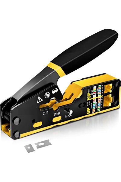 Derwell Yeni Nesil Ez Pense RJ45 Sıkma Aracı Cat5/Cat6/Cat7 Pense Kesici Rj11...