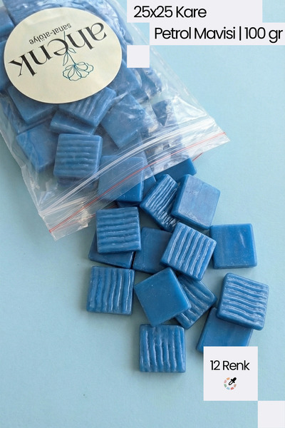 Ahenk Sanat Atölye 25x25 Sanatsal Kare Cam Mozaik Taşı (100 gr)