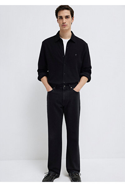 Mavi M Logo Nakışlı Siyah Örme Gömlek Regular Fit / Normal Kesim 0211789-900