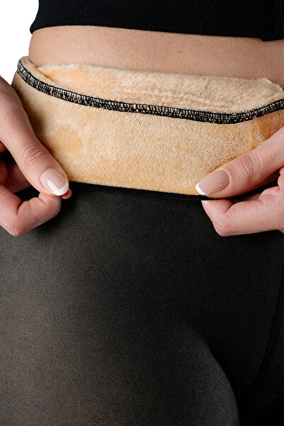 MOZHAS جوارب طويلة حرارية سوداء من القطيفة