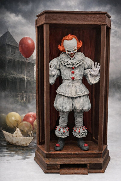 3D Pennywise - Derry Diorama Standlı - It Palyaço Korku Filmi Figürü - 22cm -...
