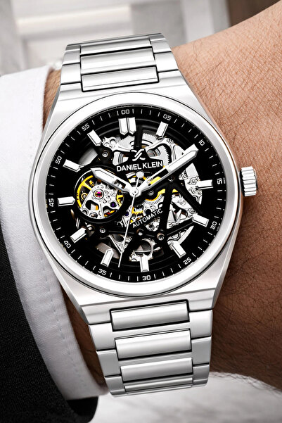 Daniel Klein Steel Cord Steel Case Automatic Mechanism Men's Wristwatch Silve...