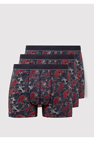 Mavi 3lü Kaplan Baskılı Lacivert Boxer 0912211-24413