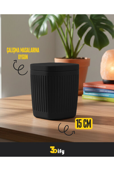 3Dify Masaüstü Çöp Kutusu - 15cm - Siyah