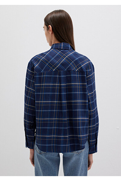 Mavi Kareli Lacivert Gömlek Loose Fit / Bol Rahat Kesim 1211202-83150