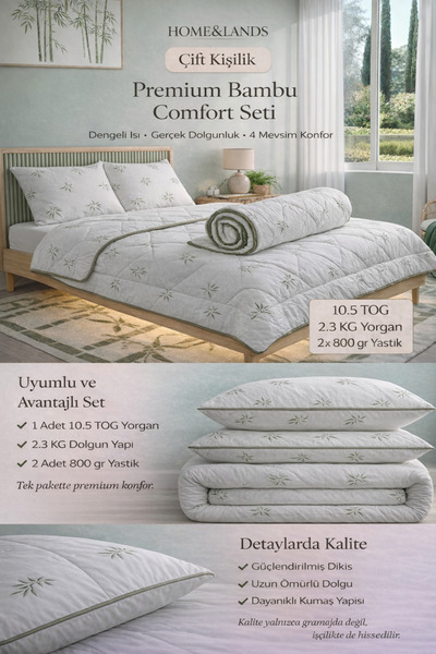 home&lands Bamboo Double Quilt + 2 Bamboo Pillow Set