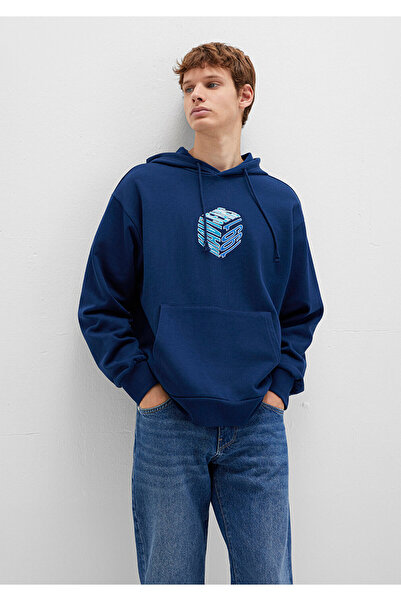 Mavi Baskılı Kapüşonlu Lacivert Sweatshirt 0S10397-89353