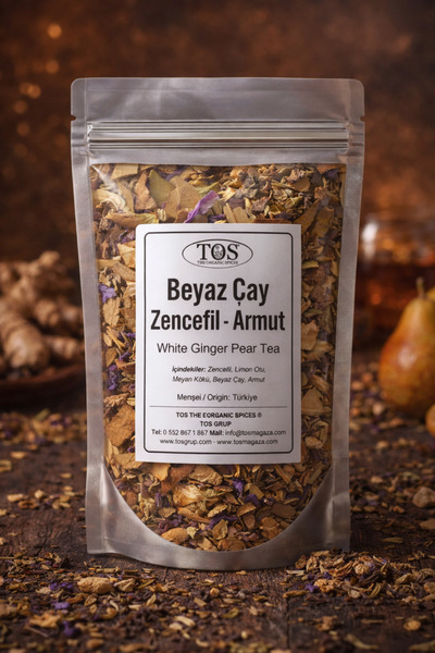 TOS The Organic Spices 250 جرام شاي كمثرى الزنجبيل الأبيض - الأول شاي الزنجبي...