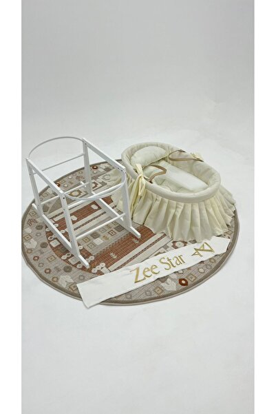 ZEE STAR Moses basket made of white bamboo and fitted with a calm off-white s...