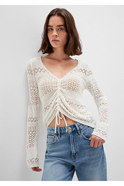 Mavi Lace-Up Ecru Knitwear Top 1710758-70057