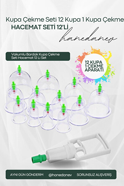 Hanedanev Vakumlu Bardak Kupa Çekme Seti Hacemat 12 Li Set