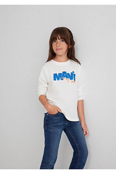 Mavi Pati Baskılı Ekru Tişört Regular Fit / Normal Kesim 7610362-70057