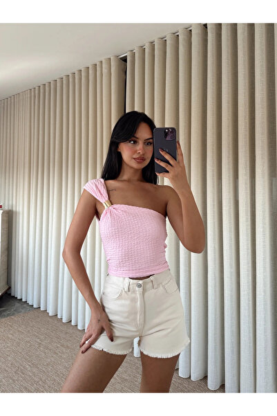 mydukkan.co بلوزة جوفر بمشبك على الكتف - وردي