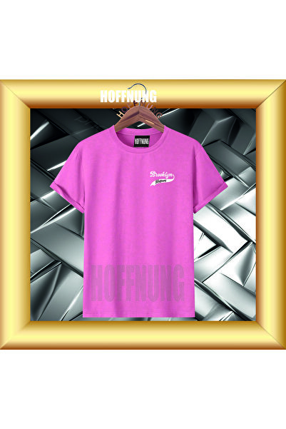 HOFFNUNG Unisex Short Sleeve Round Neck Brooklyn Hoffning Printed Solid Color...