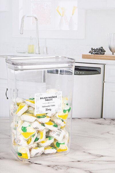 Karçiçeği Home Dishwasher Tablet Detergent Dispenser Mica Vacuum Lid 2900ml