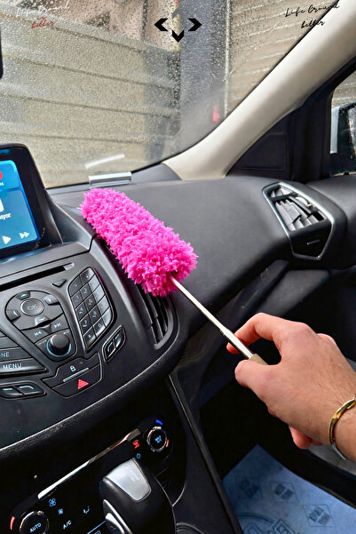 LİGROUND Pembe Teleskobik Toz Alma Bezi Mikrofiber Yıkanabilir Araç İçi Toz A...