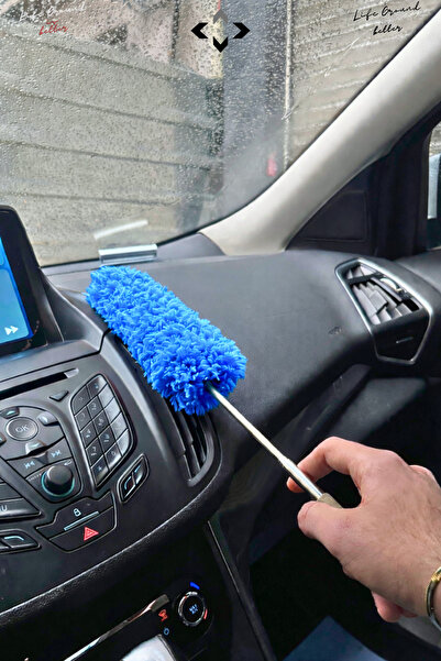 LİGROUND Mavi Teleskobik Toz Alma Bezi Mikrofiber Yıkanabilir Araç İçi Toz Al...