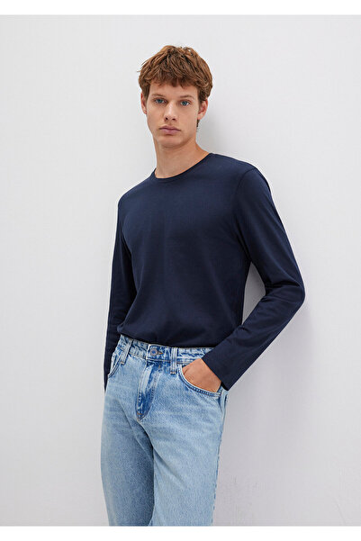 Mavi Long Sleeve Navy Blue Basic T-Shirt Fitted 062477-27308