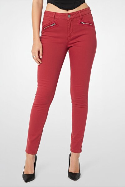 Scuderia Ferrari Women Regular Fit Plain Skinny Pants, Red