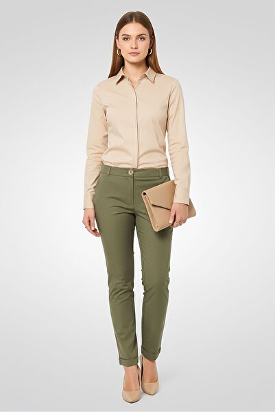 Lacoste Women Regular Fit Embroidered Logo Pants, Olive