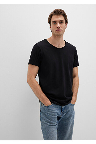 Mavi Black T-Shirt with Collar Detail Fitted / Fitted Cut 064019 -20933