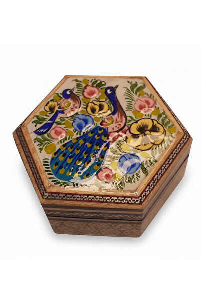 Arsita İran’ın El İşlemesi Hatem Mücevher Kutusu ,altigen 8x 11 cm