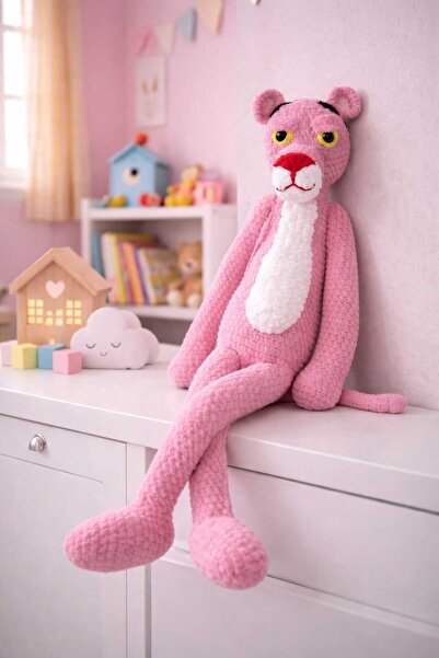 CiselToys El Yapımı Amigurumi Pembe Panter – Örgü Oyuncak – Dekoratif Karakte...