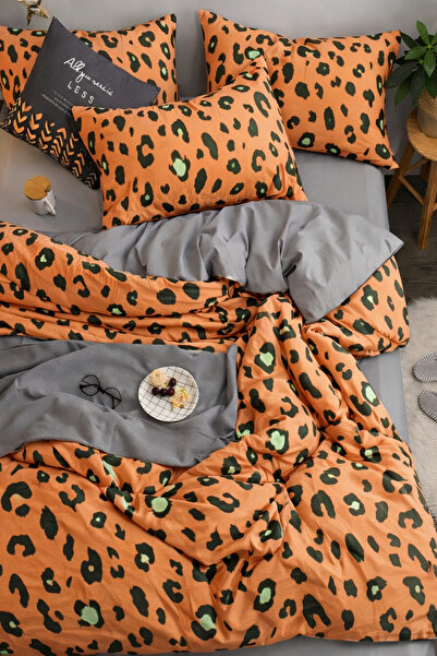İQON Set navlaka za poplun sa elastičnim plahtama, jednostruka, leopard naran...