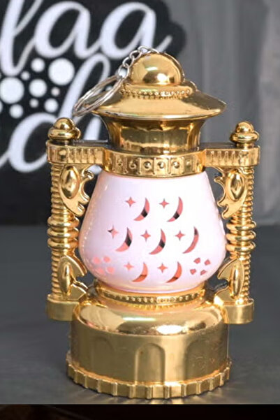 co arma فانوس رمضان بلاستيك ذهبي باضاءة بنفسجية 15سم