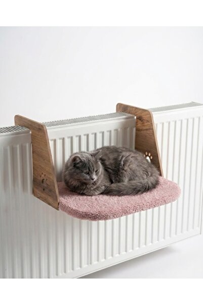Kalorifer Petek Askılı Kedi Yatağı – Radyatör Üstü, 45x29 cm, 20 Kg Taşıma, Peluş, Yumuşak, Pembe
