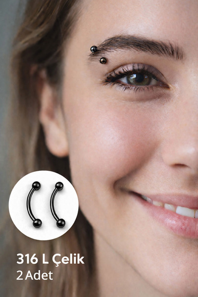 Mu Minamu Kavisli Kaş Piercing 316L Çelik – 2’li Set Çift Toplu Lob Kıkırdak ...
