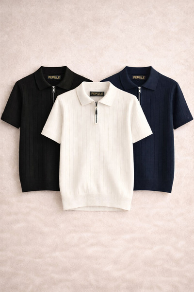 oneoff Tricou bărbătesc cu guler polo și fermoar, set de 3 piese