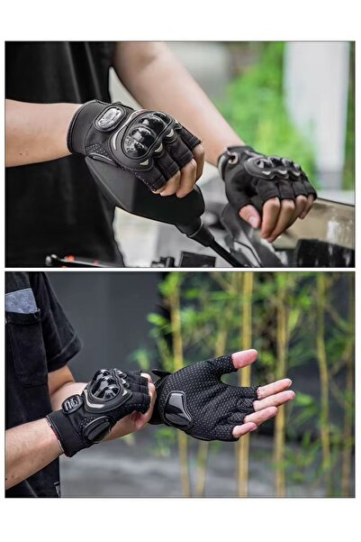 Moonrider Unisex Half Finger Protected Motorcycle Gloves Biker Bike Scooter G...
