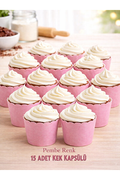 parti pera Pembe Cupcake Muffin Kapsülü 15 Adet