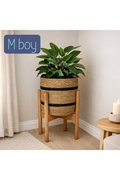 ADA Ahşap oyma ve çerçevecilik Standlı Hasır Saksı