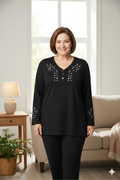 elma abone Γυναικεία μπλούζα από χτενισμένο βαμβάκι μεγάλου μεγέθους NEWSEASON