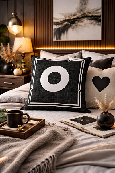 SasoHome Husă de pernă cu litere - Litera O - Husă de pernă decorativă imprim...