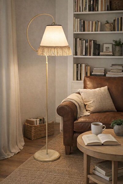 Genel Markalar Aydınlatma Lambader Çise Krem Sarı Patine Abajur Krem Şapka Sa...