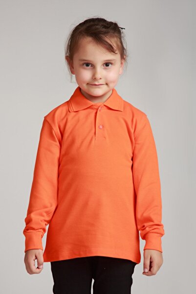 Dragora Μακρυμάνικο Polo λαιμόκοψη πορτοκαλί χτενισμένο βαμβακερό